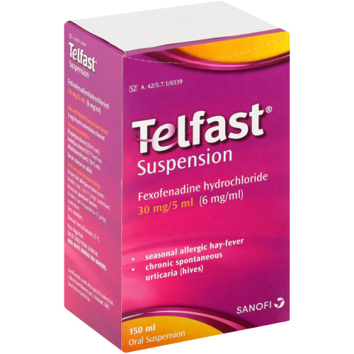 Pack Image: Telfast 30 mg Suspension (50 ml bottle)