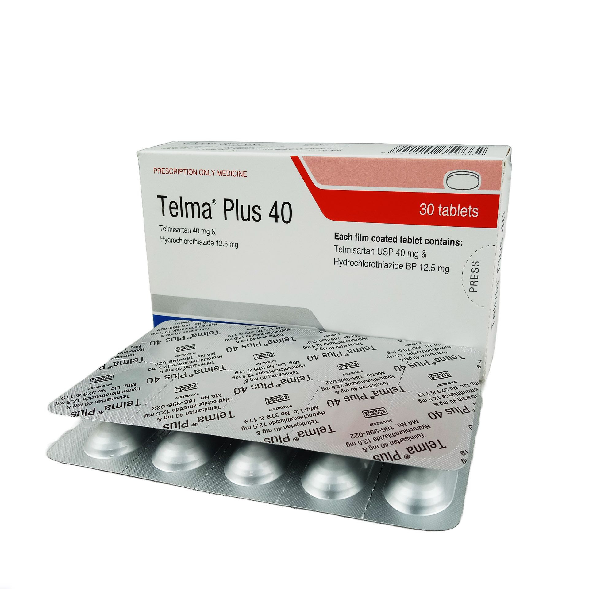 Pack Image: Telma Plus 40 mg Tablet (3 x 10)