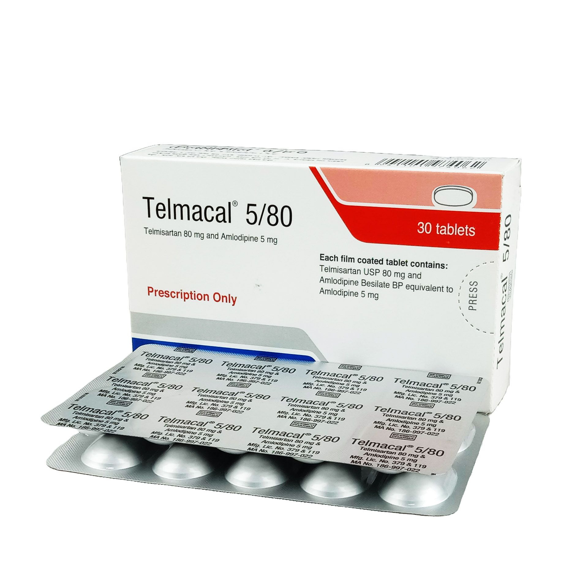 Pack Image: Telmacal 5 mg Tablet (3 x 10)