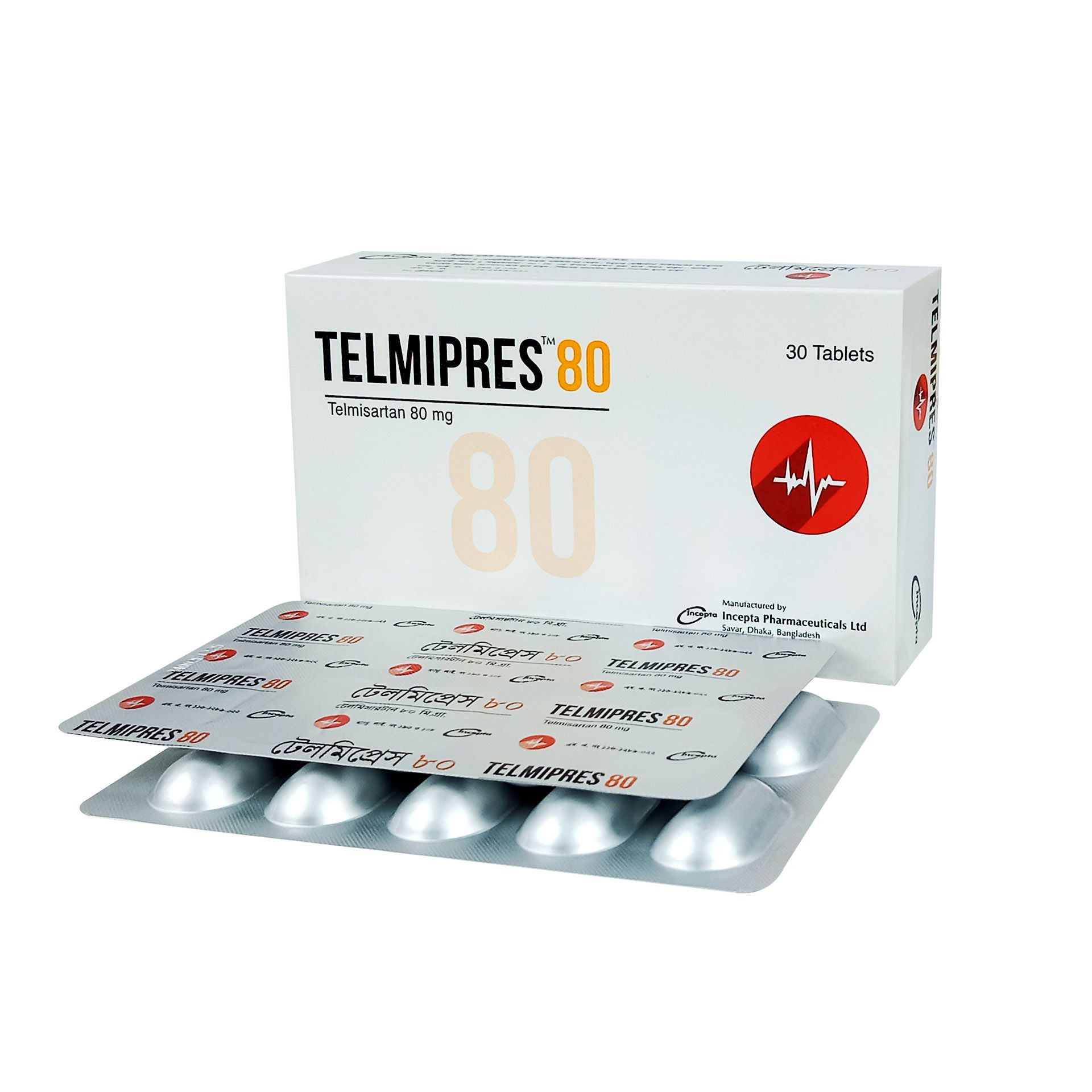 Pack Image: Telmipres 80 mg Tablet (3 x 10)