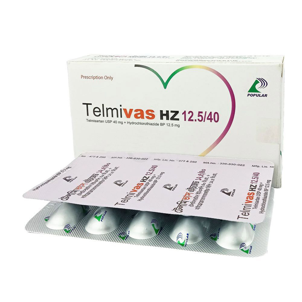 Pack Image: Telmivas HZ 40 mg Tablet (3 x 10)