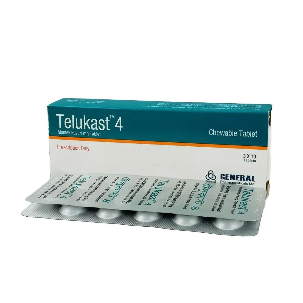 Pack Image: Telukast 4 mg Chewable Tablet (3 x 10)
