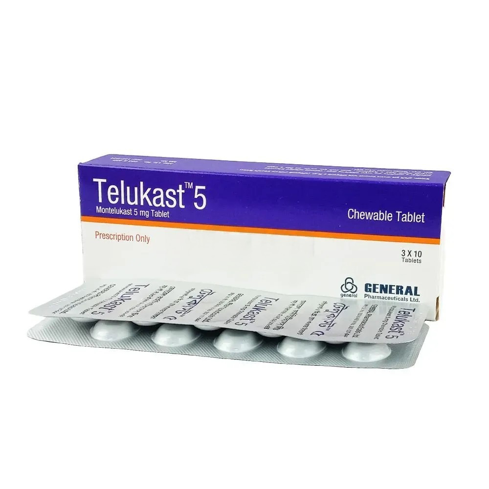Pack Image: Telukast 5 mg Chewable Tablet (3 x 10)