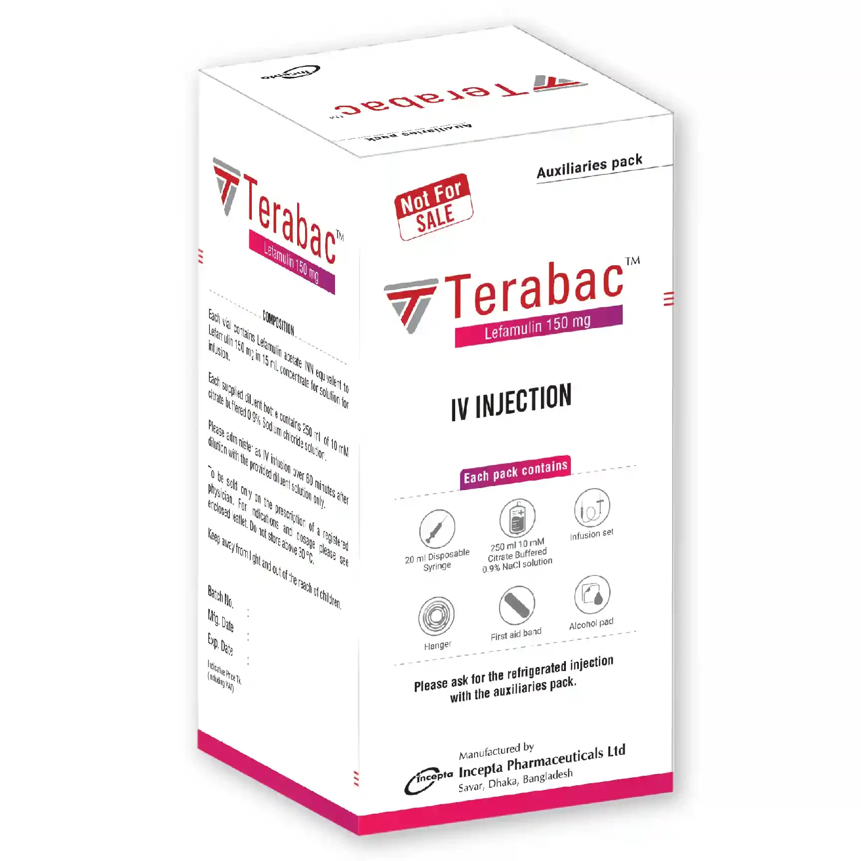 Pack Image: Terabac 150 mg Injection (150 mg vial)