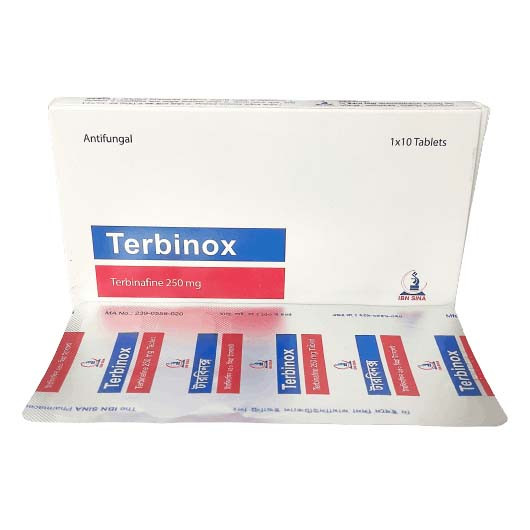 Pack Image: Terbinox 250 mg Tablet (1 x 10)