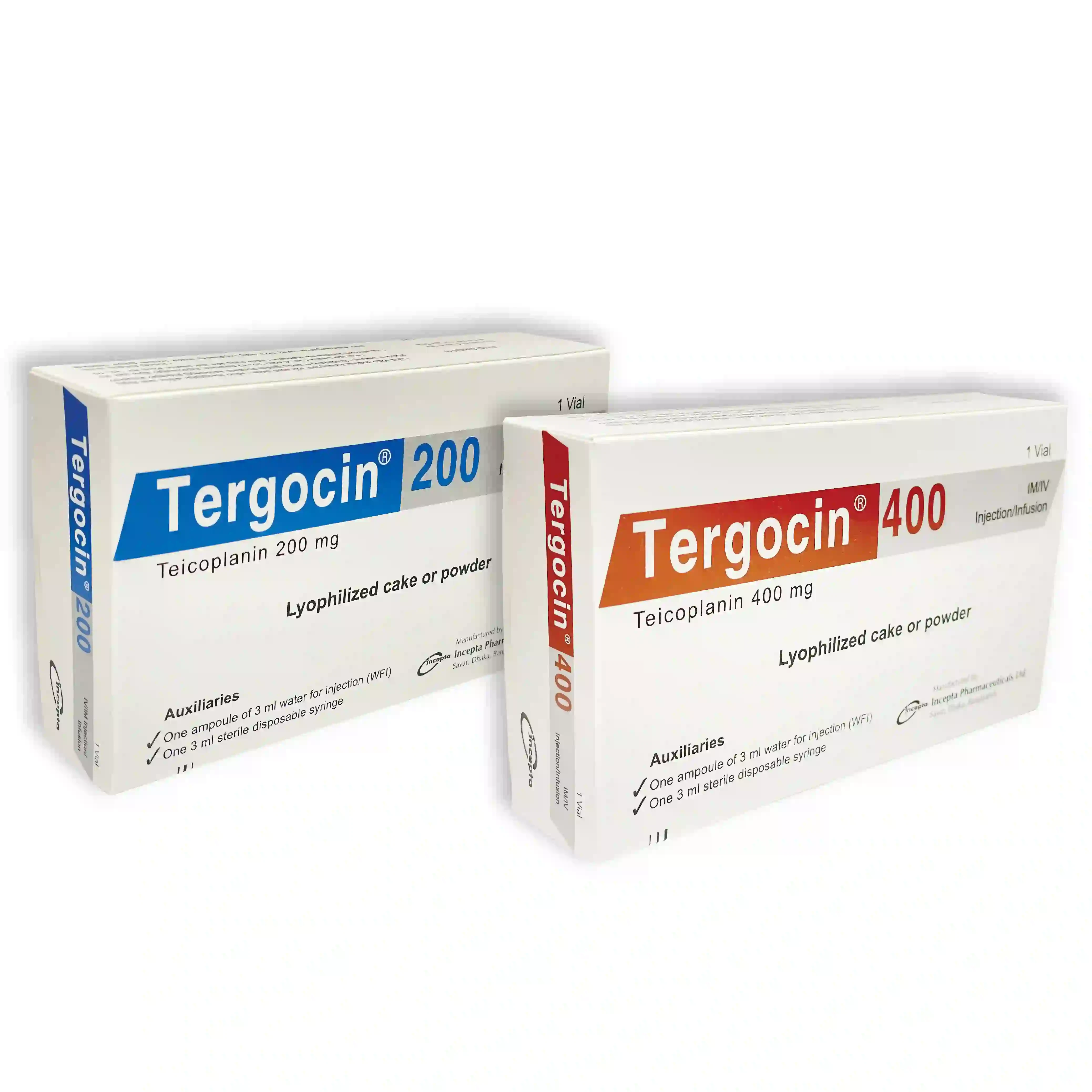 Pack Image: Tergocin 400 mg Injection (400 mg vial)