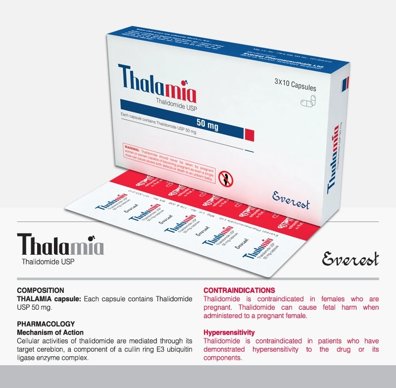 Pack Image: Thalamia 50 mg Capsule (3 x 10)