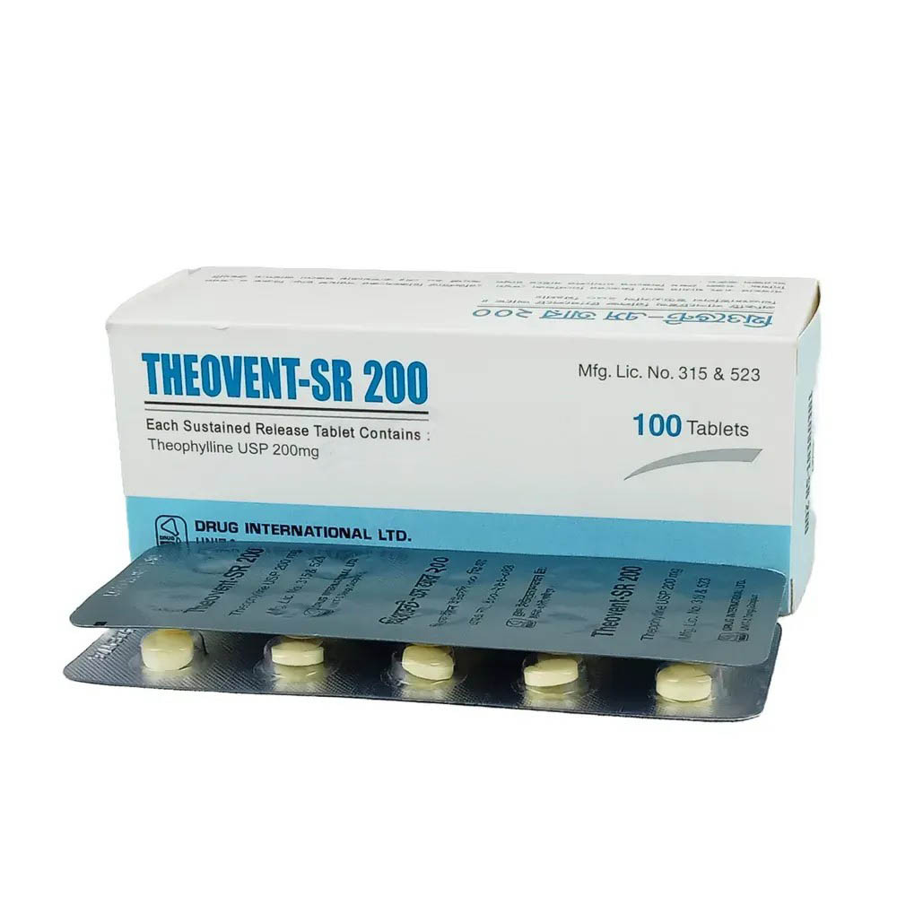 Pack Image: Theovent-SR 200 mg Tablet (10 x 10)