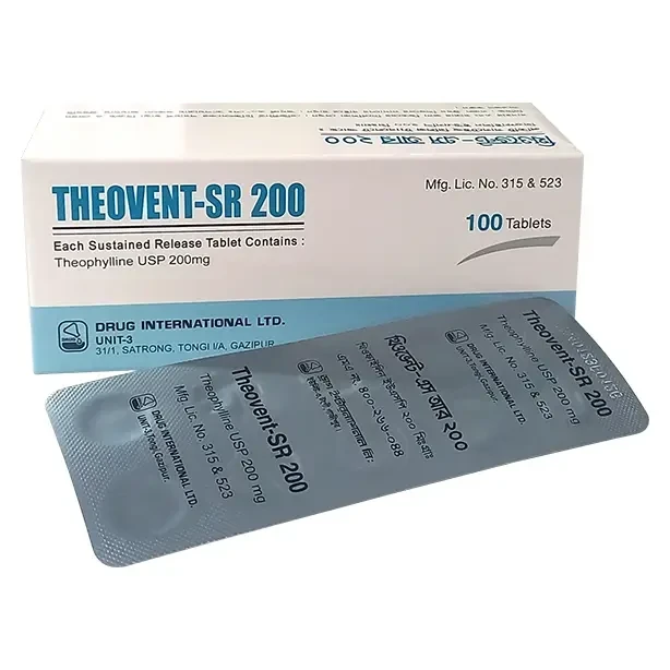 Pack Image: Theovent-SR 200 mg Tablet (10 x 10)