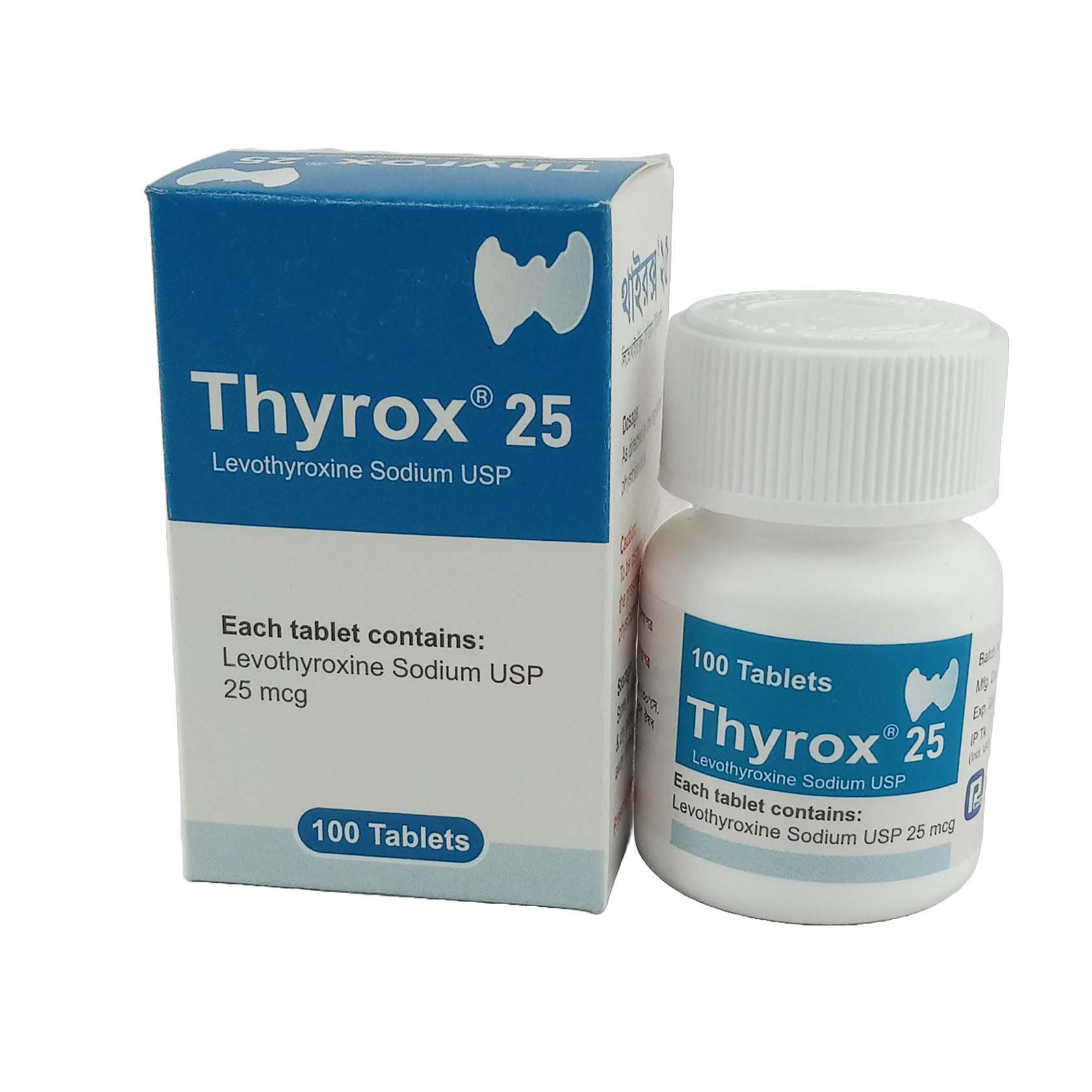 Pack Image: Thyrox 25 mcg Tablet (1 x 100)
