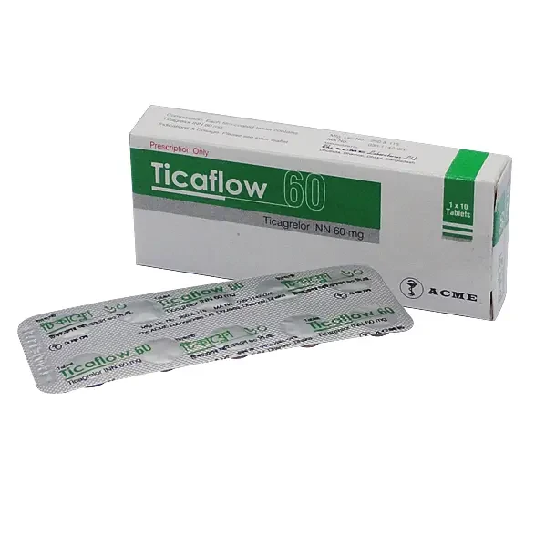 Pack Image: Ticaflow 60 mg Tablet (1 x 10)