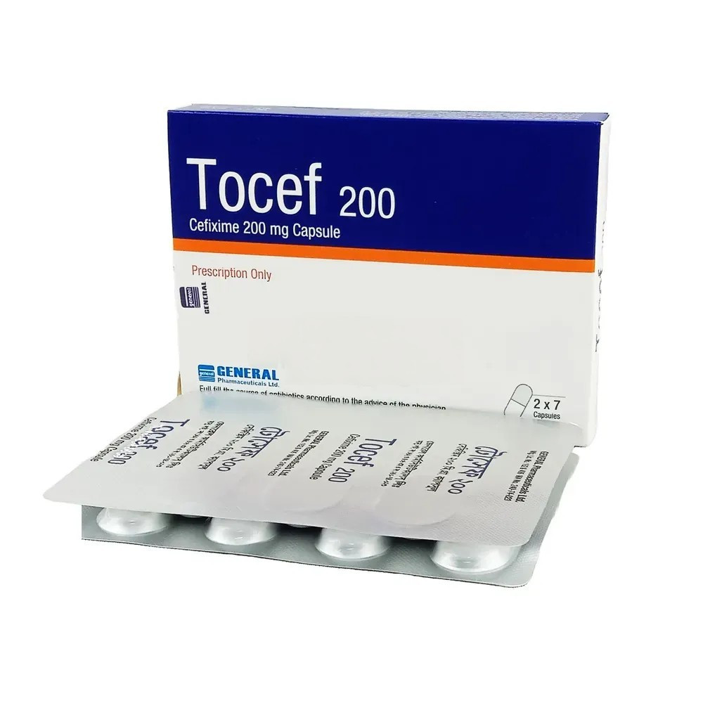 Pack Image: Tocef 200 mg Capsule (2 x 7)