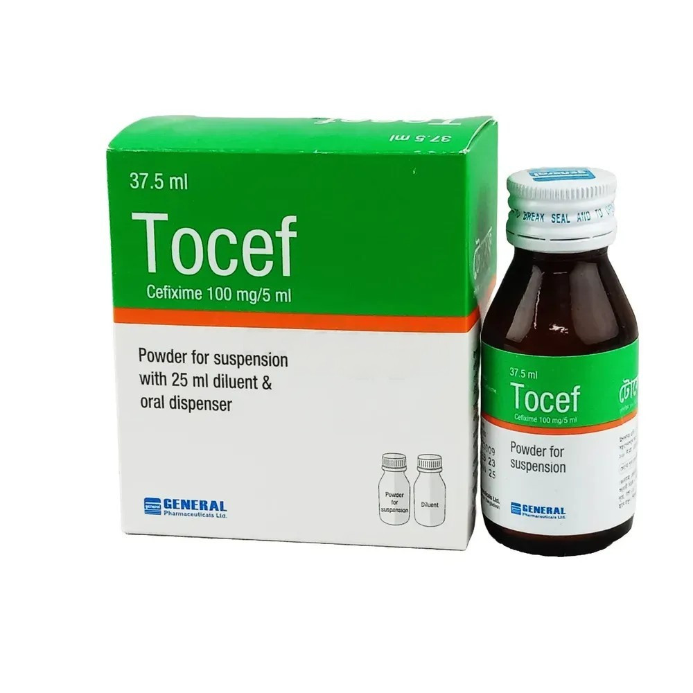 Pack Image: Tocef 100 mg Suspension (37.5 ml bottle)