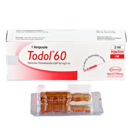 Pack Image: Todol 60 mg Injection (2 ml ampoule)