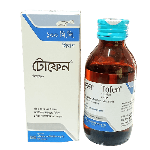 Pack Image: Tofen 1 mg Syrup (100 ml bottle)