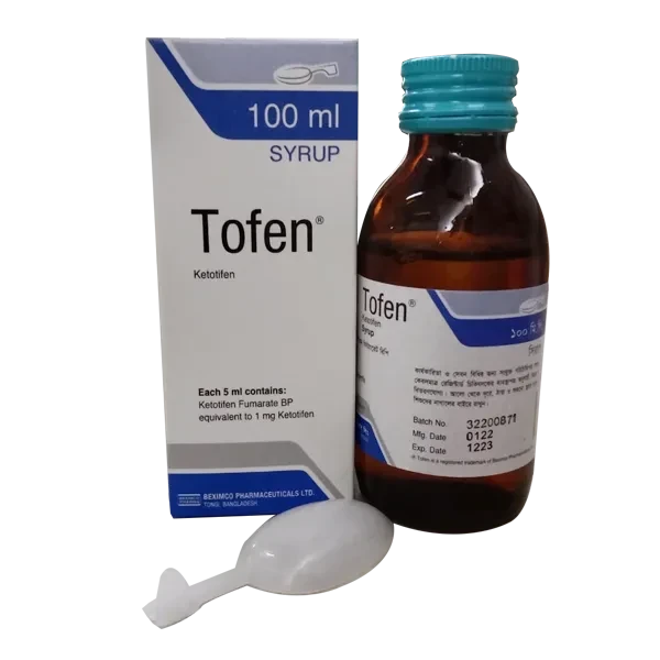 Pack Image: Tofen 1 mg Syrup (100 ml bottle)
