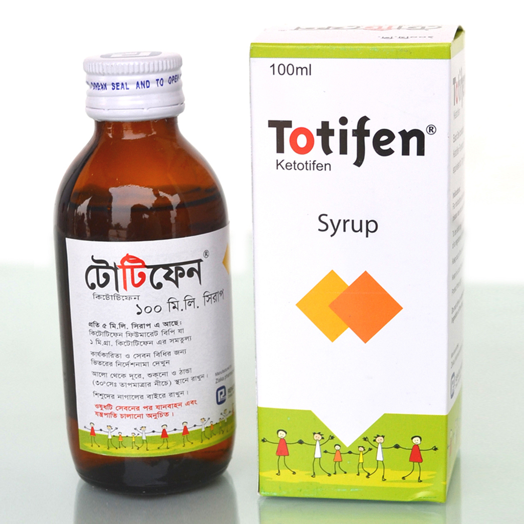 Pack Image: Totifen 1 mg Syrup (100 ml bottle)