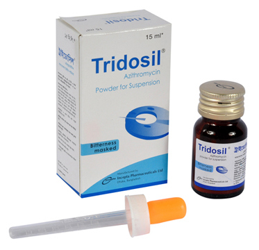 Pack Image: Tridosil 200 mg Suspension (15 ml bottle)