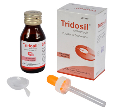 Pack Image: Tridosil 200 mg Suspension (30 ml bottle)