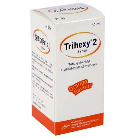 Pack Image: Trihexy 2 mg Syrup (50 ml bottle)