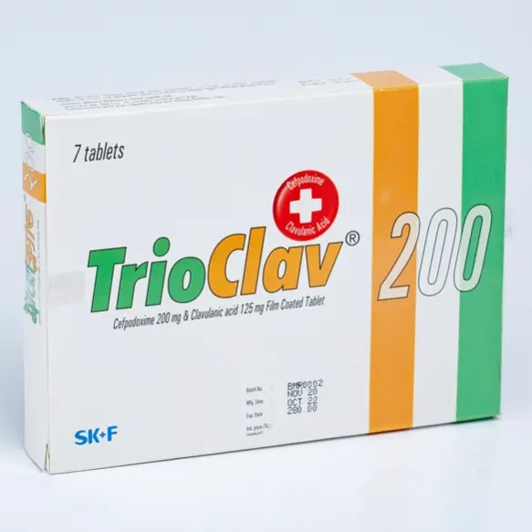 Pack Image: Trioclav 200 mg Tablet (1 x 7)
