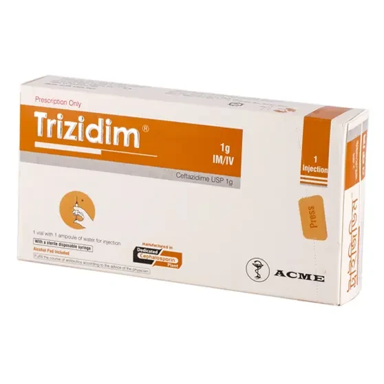 Pack Image: Trizidim 1 gm Injection (1 gm vial)