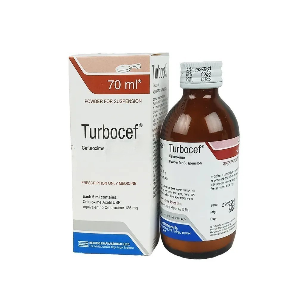 Pack Image: Turbocef 125 mg Suspension (70 ml bottle)