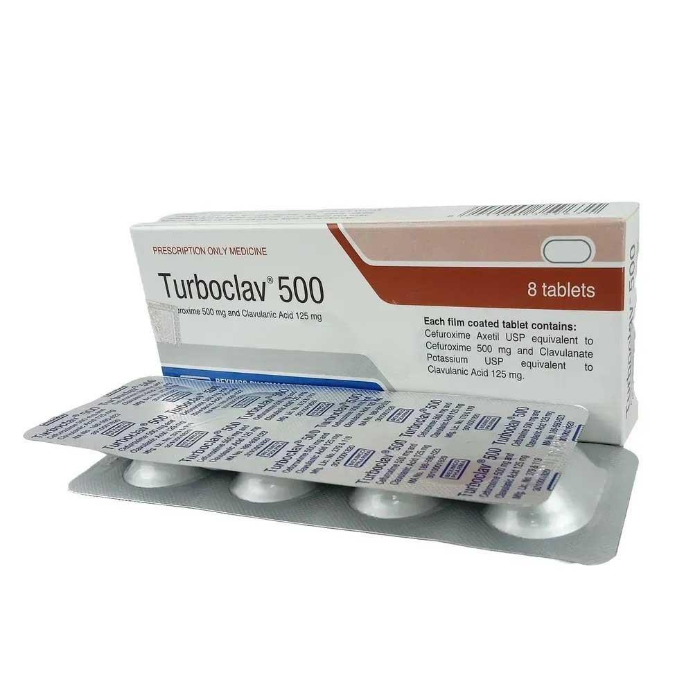 Pack Image: Turboclav 500 mg Tablet (2 x 4)