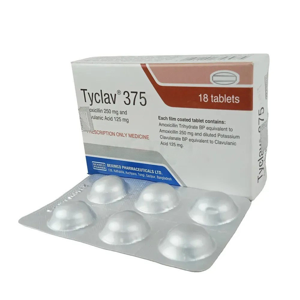 Pack Image: Tyclav 250 mg Tablet (3 x 6)