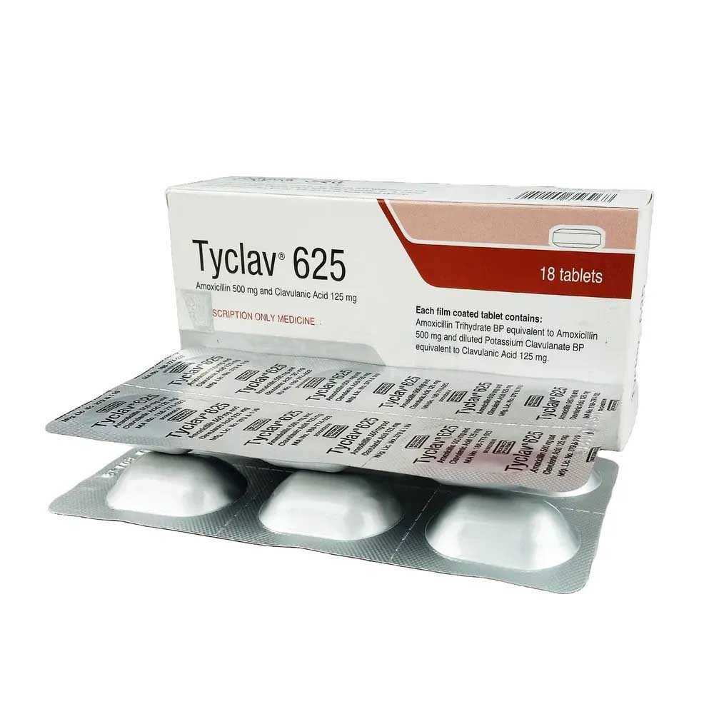 Pack Image: Tyclav 500 mg Tablet (3 x 6)
