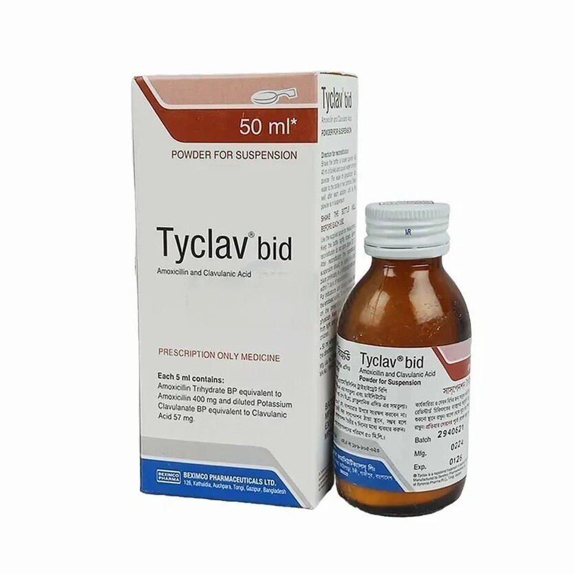 Pack Image: Tyclav BID (400 mg Suspension (50 ml bottle)