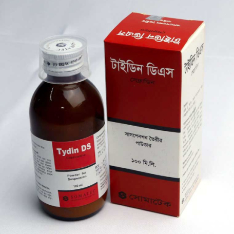 Pack Image: Tydin DS 250 mg Suspension (100 ml bottle)