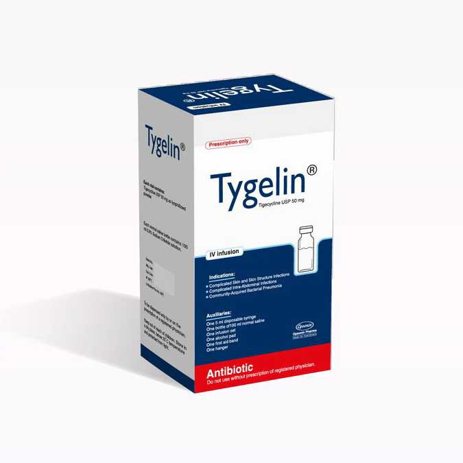 Pack Image: Tygelin 50 mg Injection (50 mg vial)