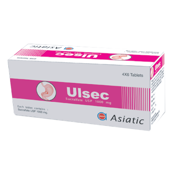 Pack Image: Ulsec 1000 mg Tablet (8 x 6)