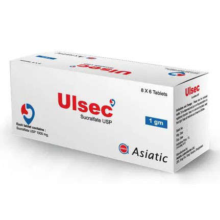 Pack Image: Ulsec 1000 mg Tablet (8 x 6)