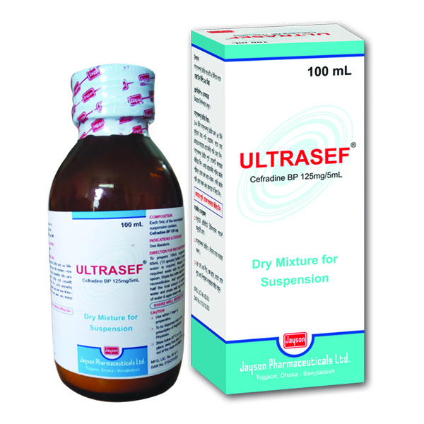 Pack Image: Ultrasef 125 mg Suspension (100 ml bottle)