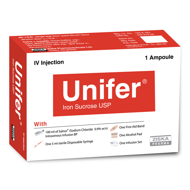 Pack Image: Unifer 100 mg Injection (5 ml ampoule)
