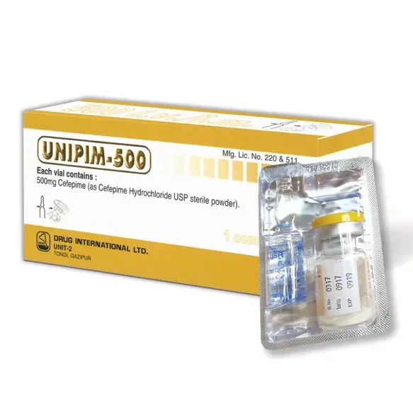 Pack Image: Unipim 500 mg Injection (500 mg vial)