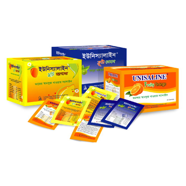 Pack Image: Unisaline Fruity 13.47 gm Powder (13.47 gm sachet (mango))