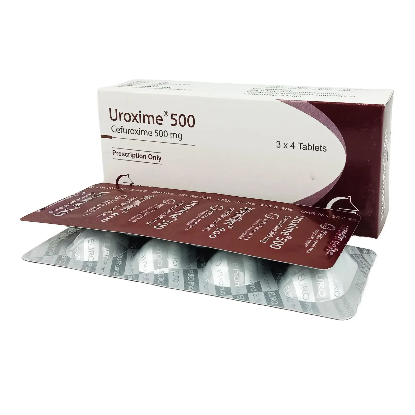Pack Image: Uroxime 500 mg Tablet (3 x 4)