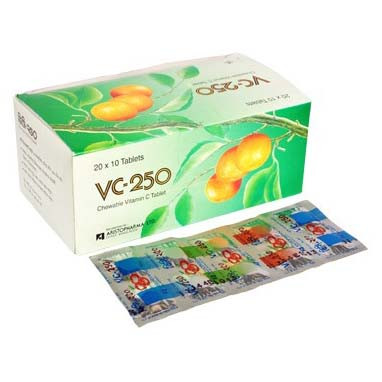 Pack Image: VC-250 250 mg Chewable Tablet (20 x 10)