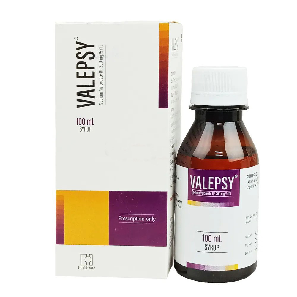 Pack Image: Valepsy 200 mg Syrup (100 ml bottle)