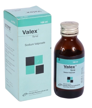 Pack Image: Valex 200 mg Syrup (100 ml bottle)