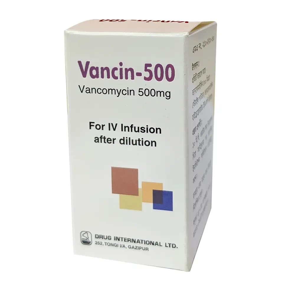 Pack Image: Vancin 500 mg Injection (500 mg vial)