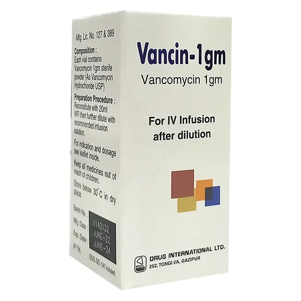 Pack Image: Vancin 1 gm Injection (1 gm vial)