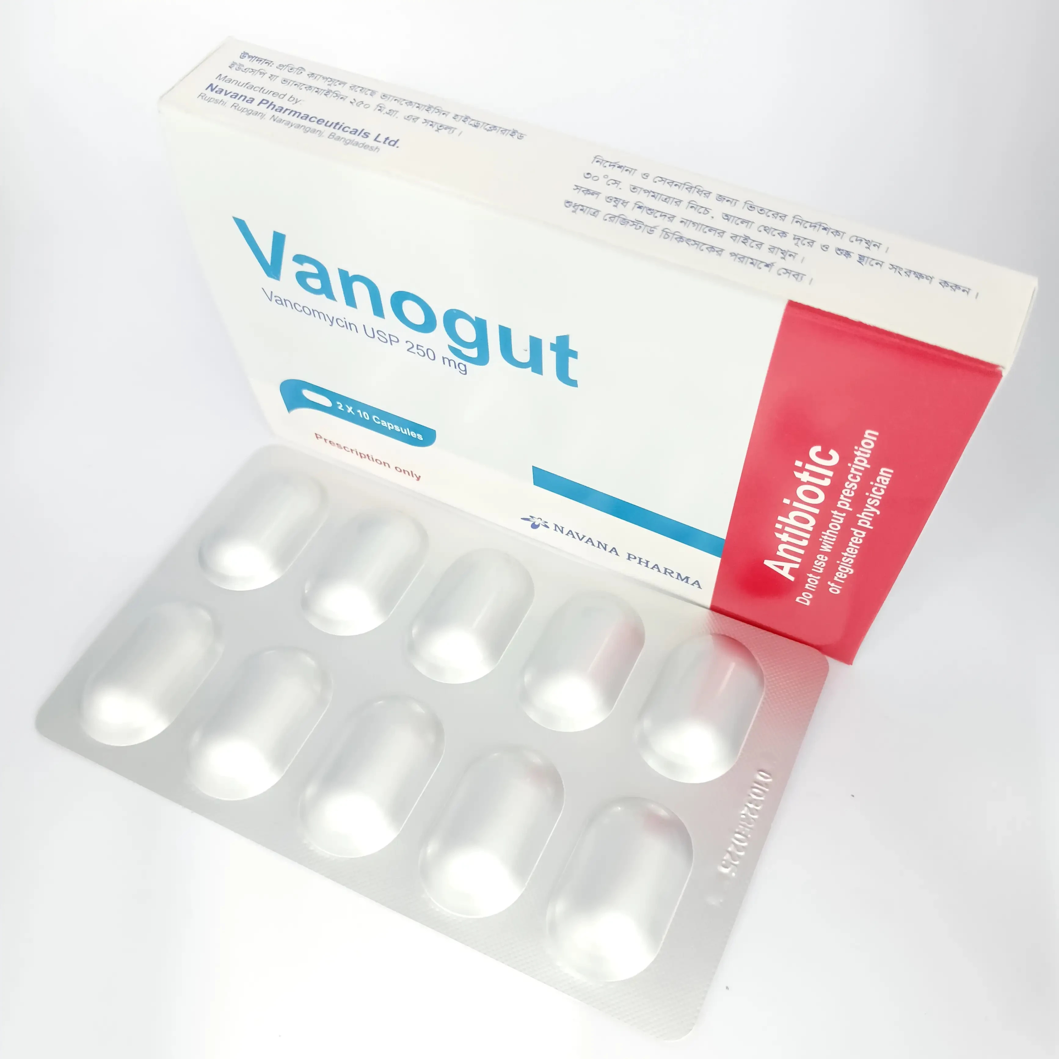Pack Image: Vanogut 250 mg Capsule (2 x 10)