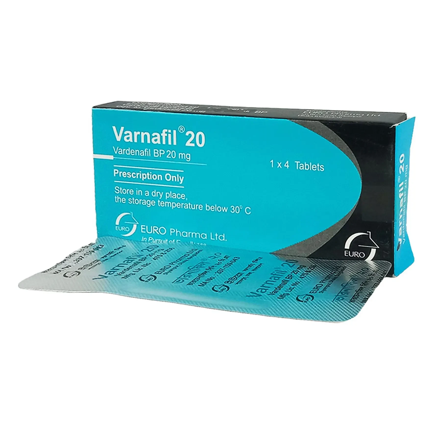 Pack Image: Varnafil 20 mg Tablet (1 x 4)