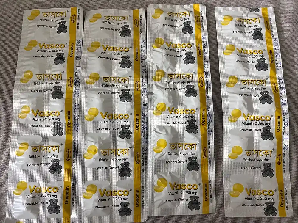 Pack Image: Vasco 250 mg Chewable Tablet (20 x 10)