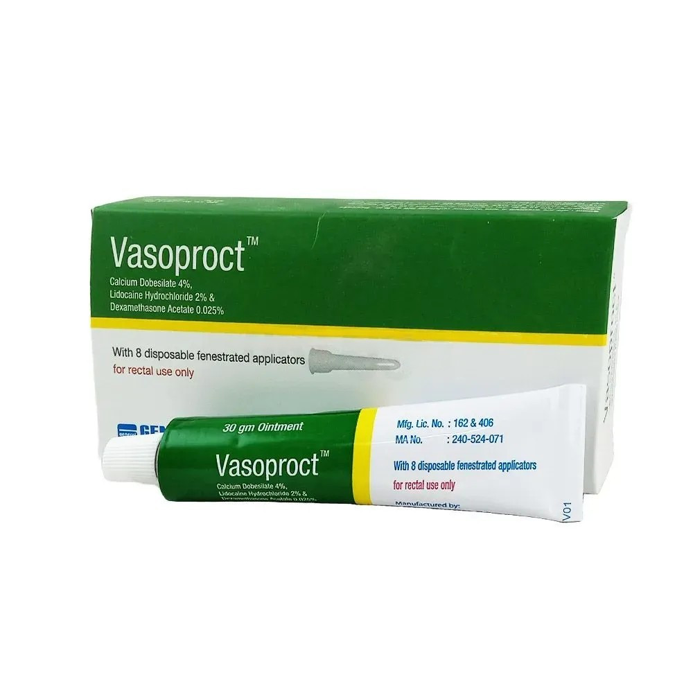 Pack Image: Vasoproct 4% 2% Rectal Ointment (30 gm tube)