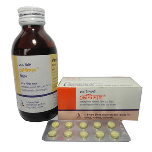 Pack Image: Ventisal 2 mg Syrup (100 ml bottle)